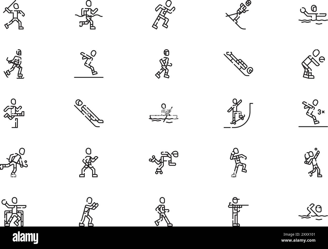 La collection d'icônes d'athlètes est une illustration vectorielle avec un trait modifiable. Illustration de Vecteur