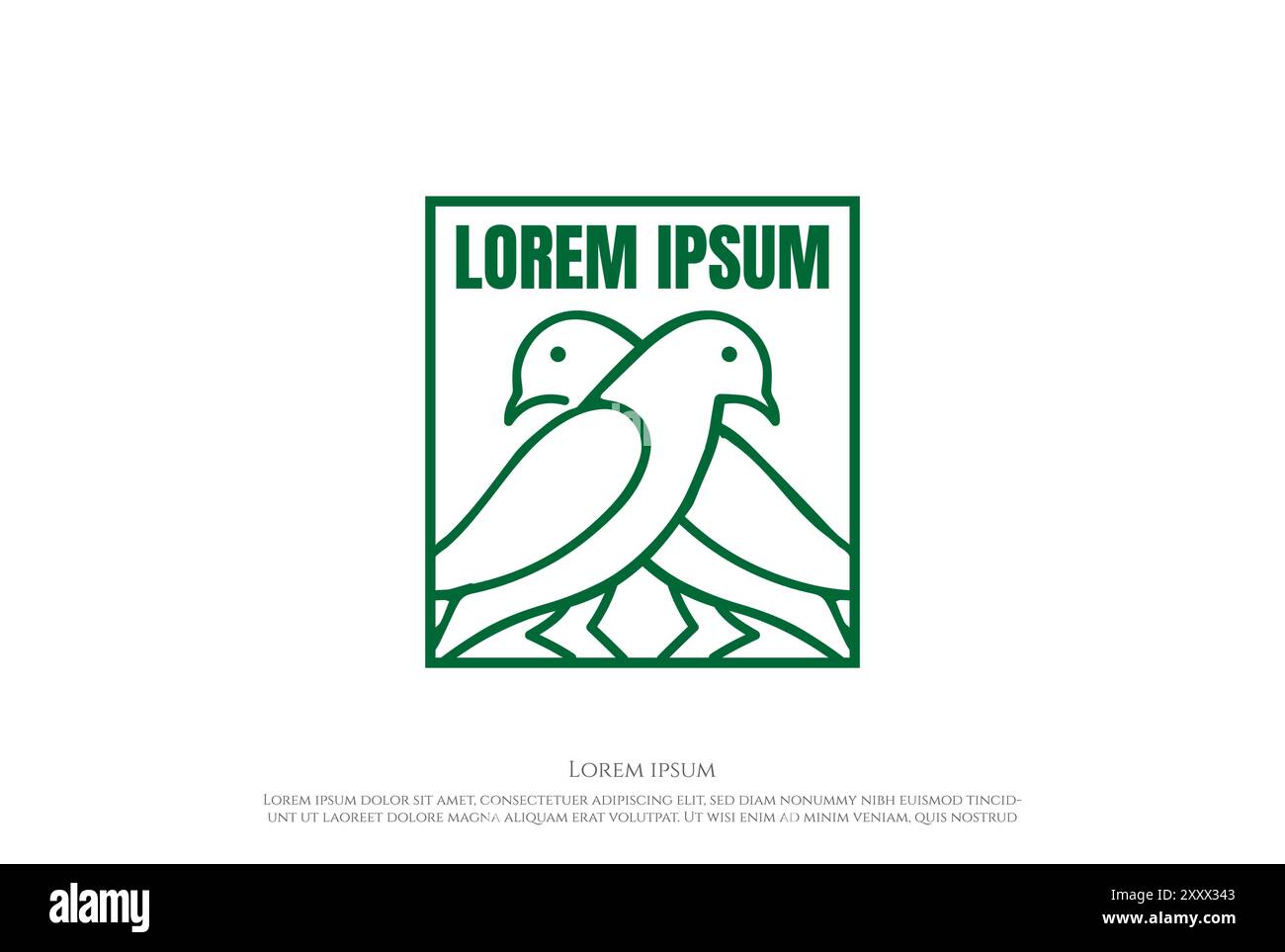 Simple minimaliste Dove Pigeon Canary Bird Nest Line logo Design Vector Illustration de Vecteur