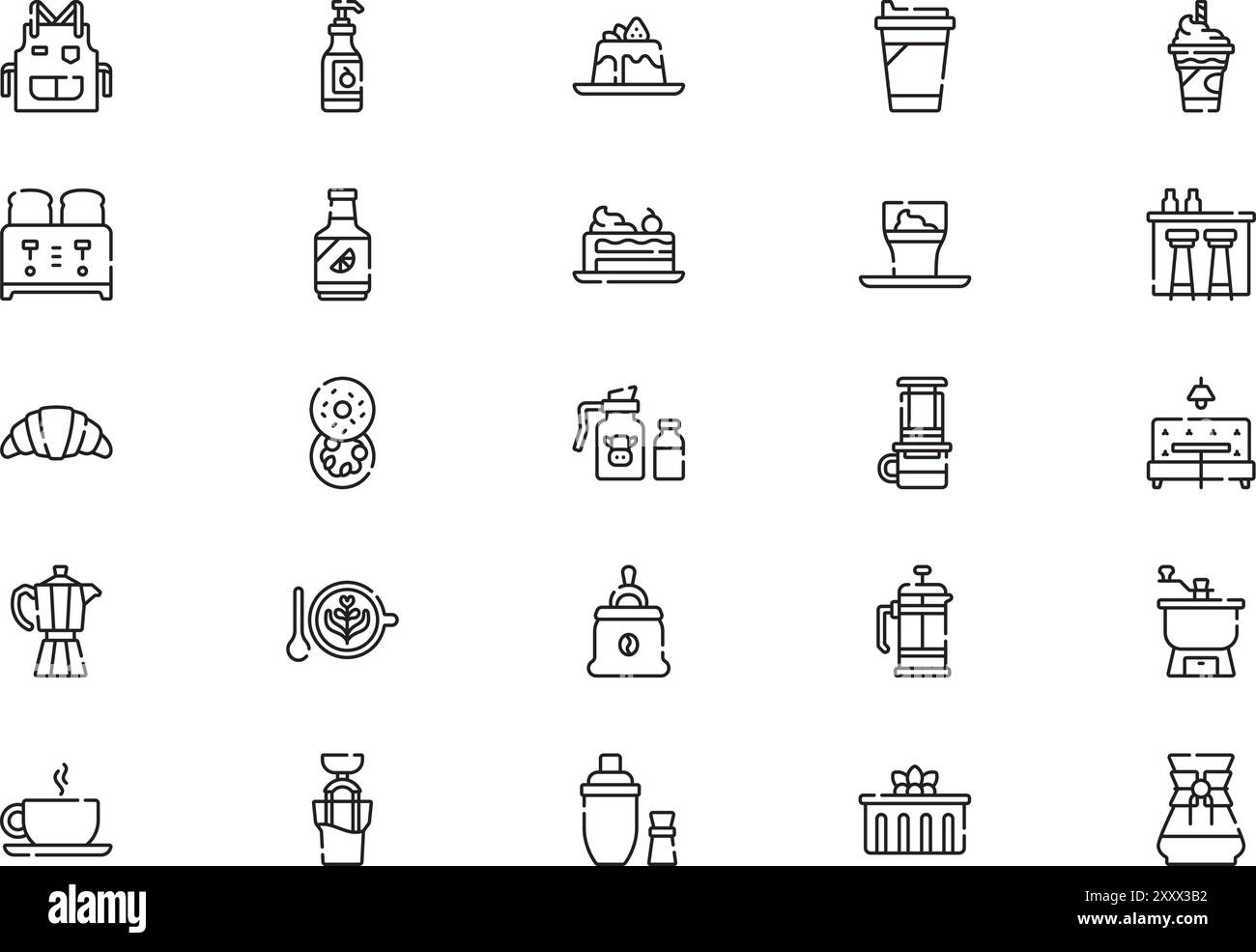 Cafe Icons collection est une illustration vectorielle avec trait modifiable. Illustration de Vecteur