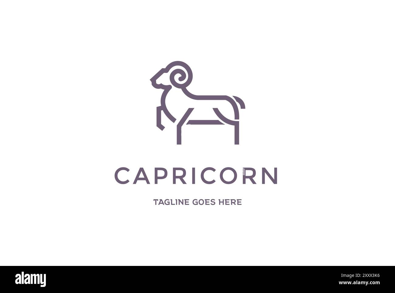 Simple minimaliste Goat Sheep Line Outline pour Capricorne Zodiac logo Design Vector Illustration de Vecteur
