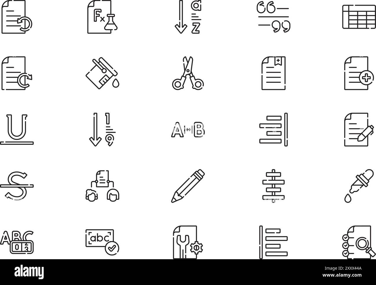 La collection d'icônes d'édition de texte est une illustration vectorielle avec un trait modifiable. Illustration de Vecteur