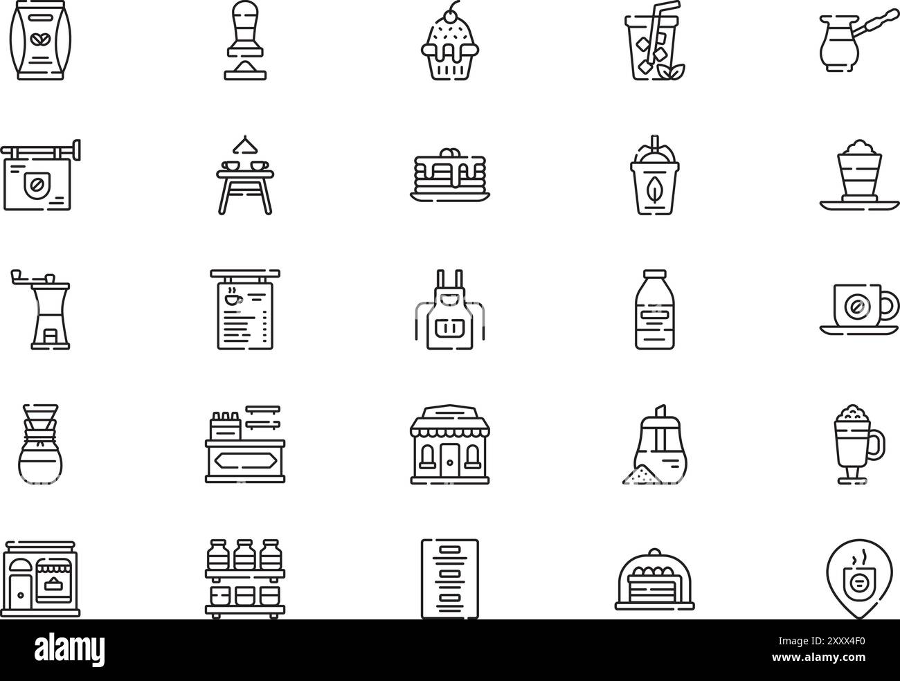 La collection d'icônes de café est une illustration vectorielle avec trait modifiable. Illustration de Vecteur