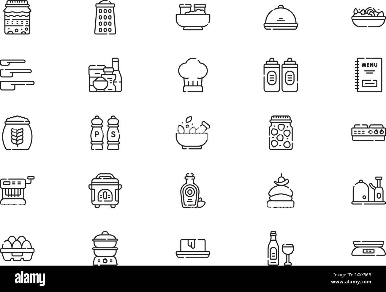 La collection d'icônes de gastronomie est une illustration vectorielle avec trait modifiable. Illustration de Vecteur