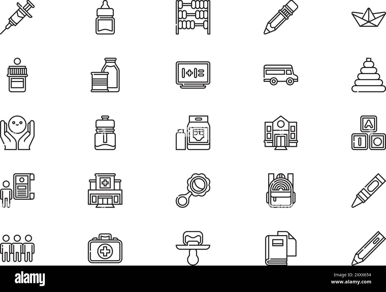 La collection d'icônes de jour pour enfants est une illustration vectorielle avec trait modifiable. Illustration de Vecteur