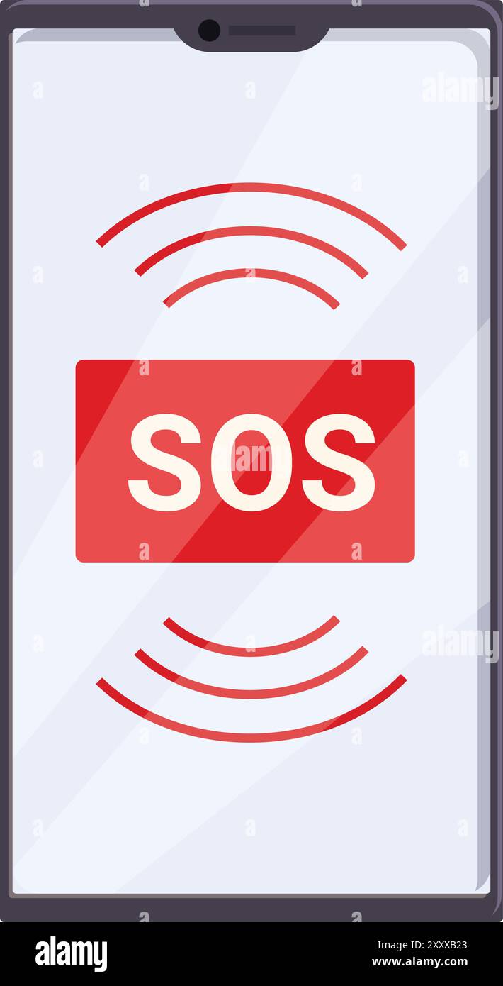 Le smartphone envoie un signal sos, indiquant un besoin d'assistance immédiate Illustration de Vecteur