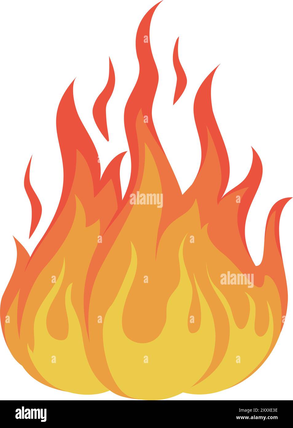 Feu brûlant isolé sur fond blanc, concept de chaleur et de combustion Illustration de Vecteur