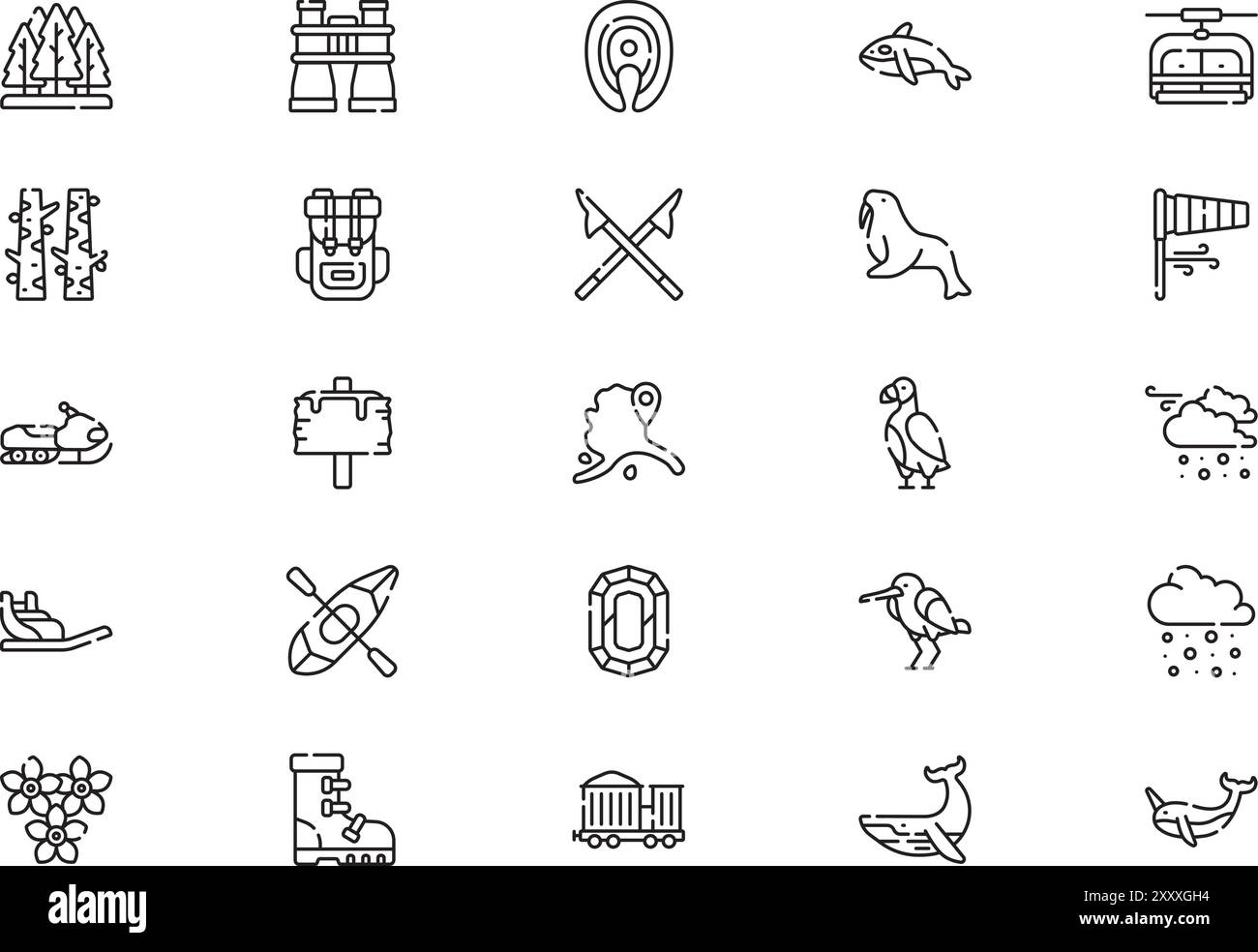 Alaska Icons collection est une illustration vectorielle avec trait modifiable. Illustration de Vecteur