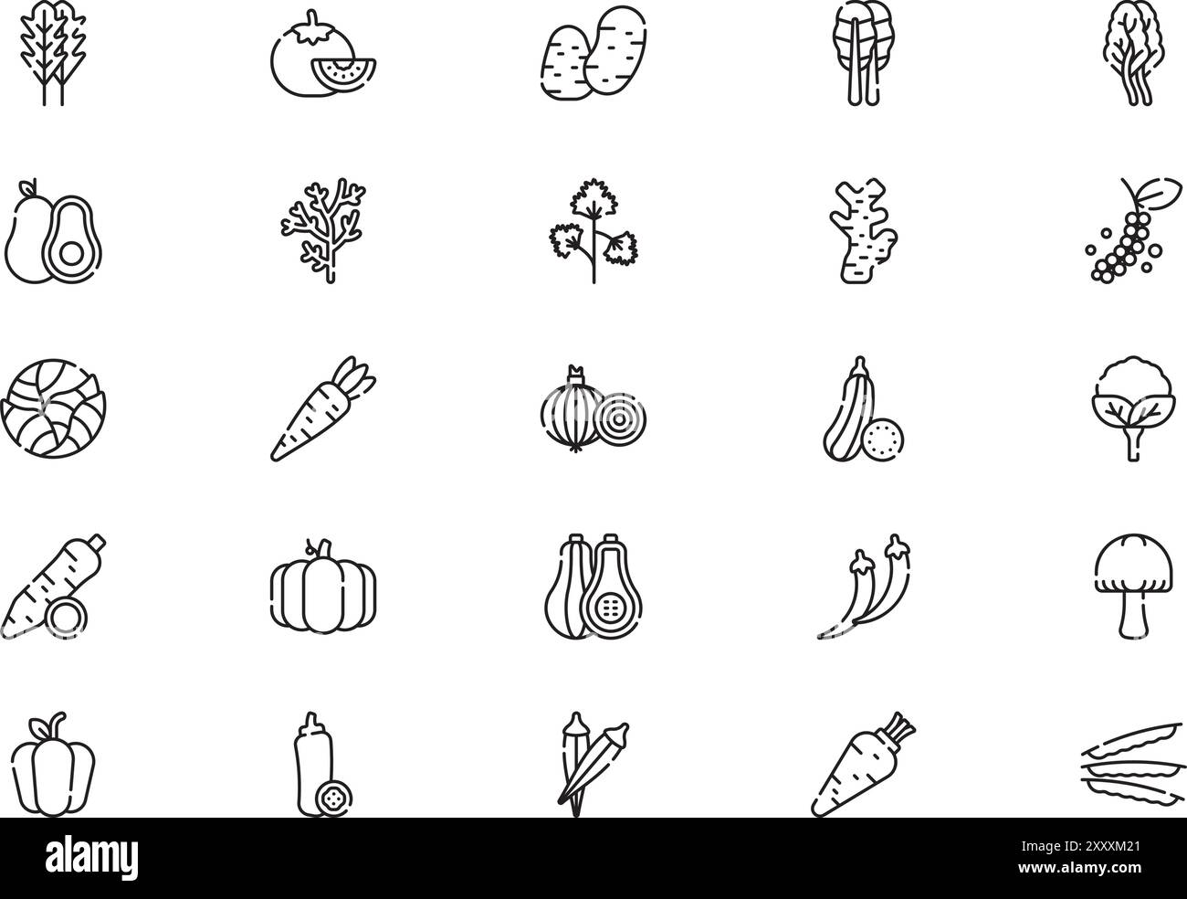 Collection d'icônes de légumes est une illustration vectorielle avec trait modifiable. Illustration de Vecteur