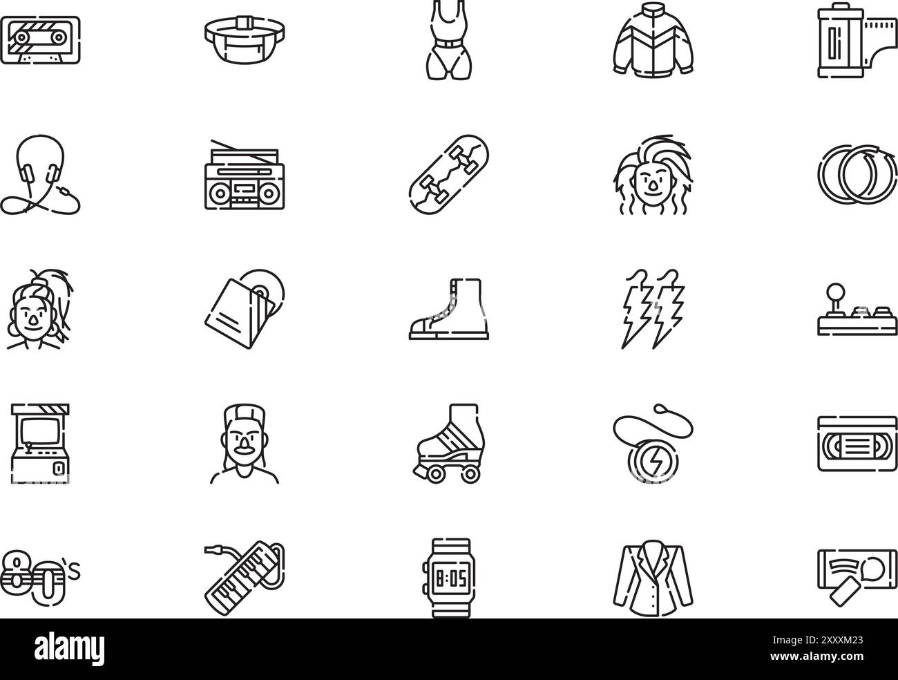 La collection d'icônes 80 est une illustration vectorielle avec un trait modifiable. Illustration de Vecteur