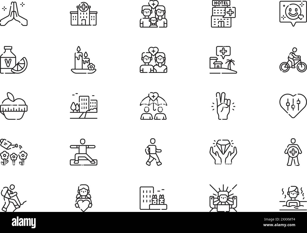 Collection d'icônes de bien-être est une illustration vectorielle avec trait modifiable. Illustration de Vecteur