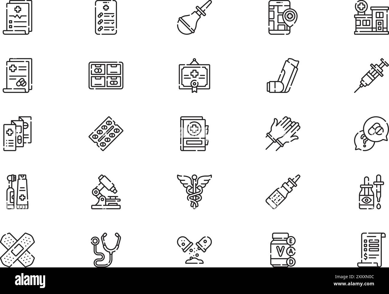 La collection d'icônes de pharmacie est une illustration vectorielle avec trait modifiable. Illustration de Vecteur