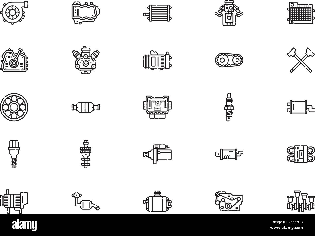 Collection d'icônes de moteur de voiture est une illustration vectorielle avec trait modifiable. Illustration de Vecteur