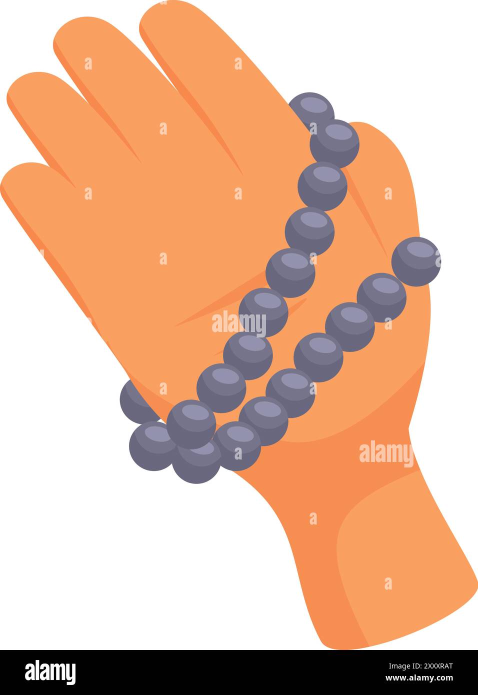 La main tient des perles de chapelet, représentant la foi, la prière, et la poursuite de la consolation spirituelle Illustration de Vecteur