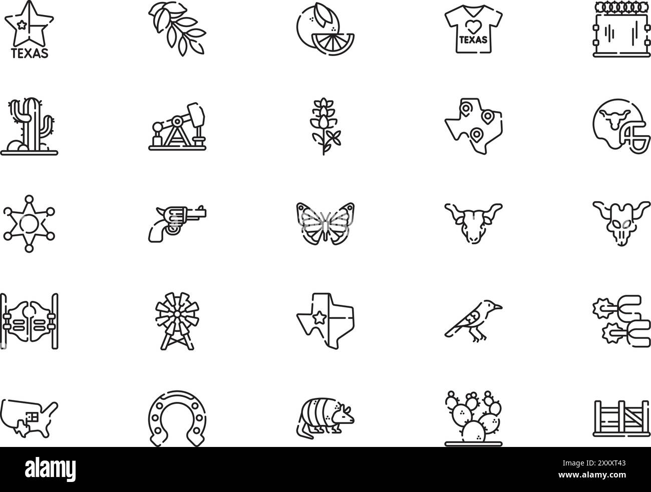 Texas Icons collection est une illustration vectorielle avec trait modifiable. Illustration de Vecteur