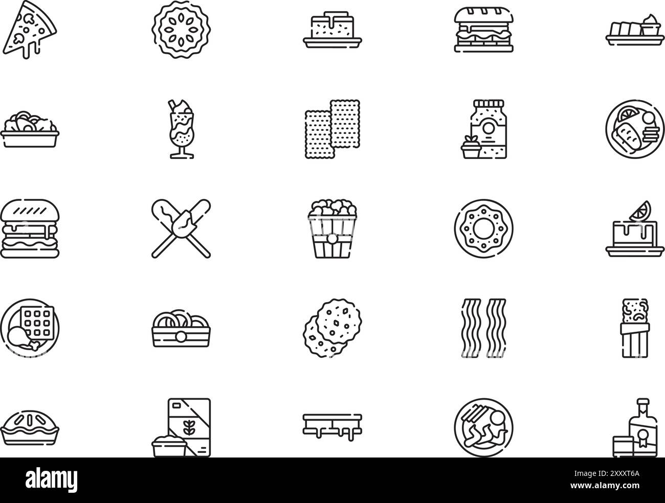 La collection d'icônes alimentaires américaines est une illustration vectorielle avec trait modifiable. Illustration de Vecteur
