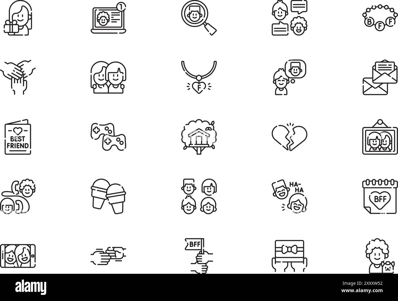 La collection d'icônes de jour de l'amitié est une illustration vectorielle avec un trait modifiable. Illustration de Vecteur