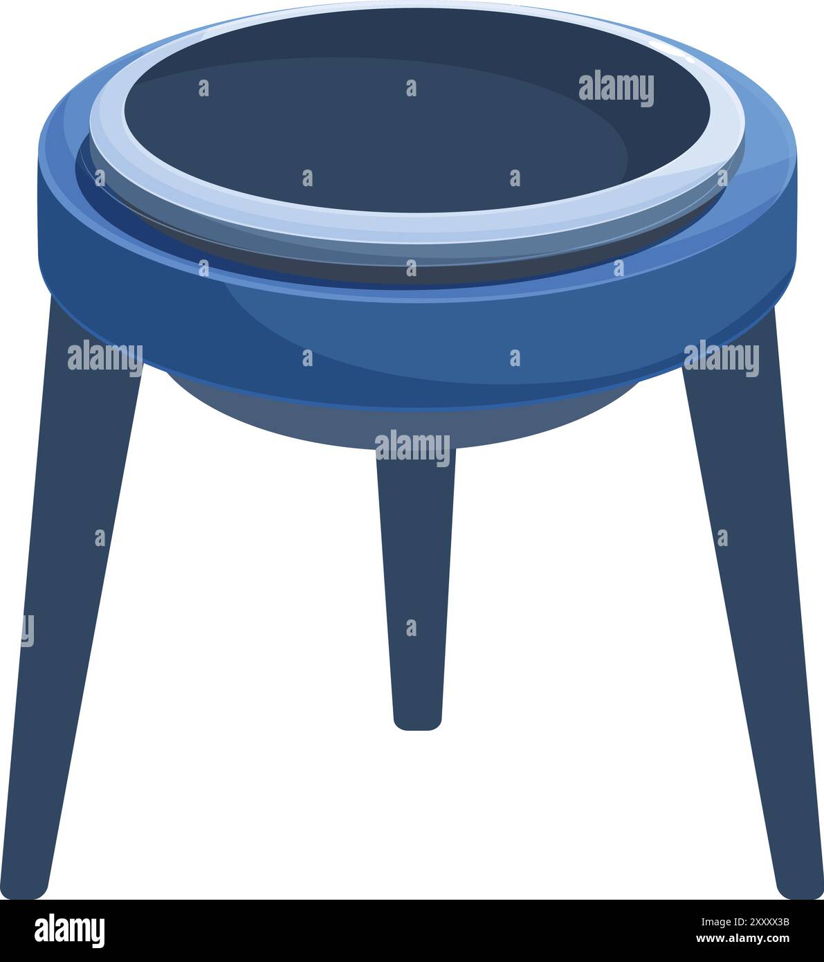 Tabouret rond vide debout sur le style de dessin animé de l'icône de trois jambes Illustration de Vecteur