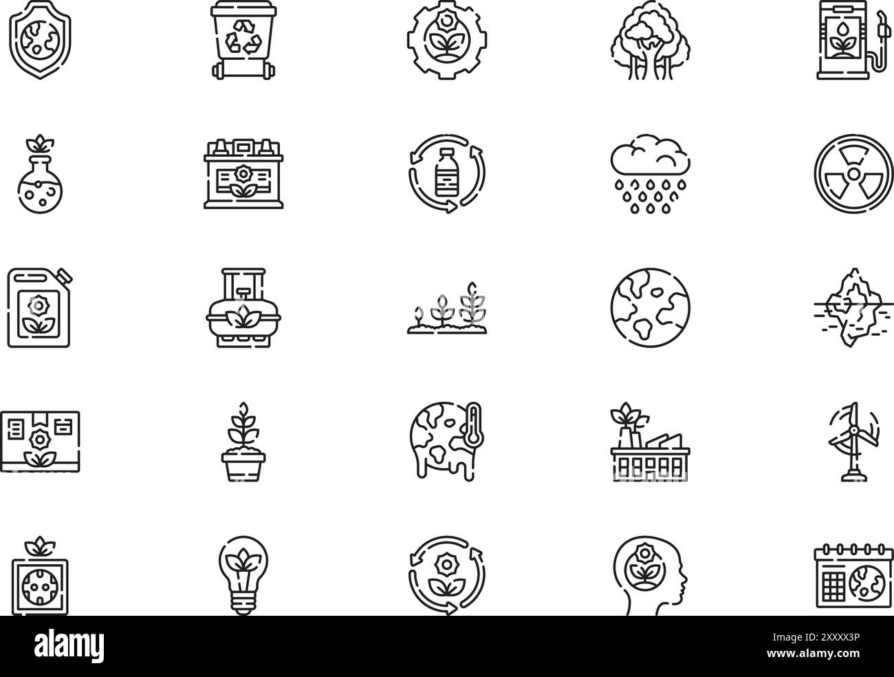 La collection d'icônes d'écologie est une illustration vectorielle avec un trait modifiable. Illustration de Vecteur