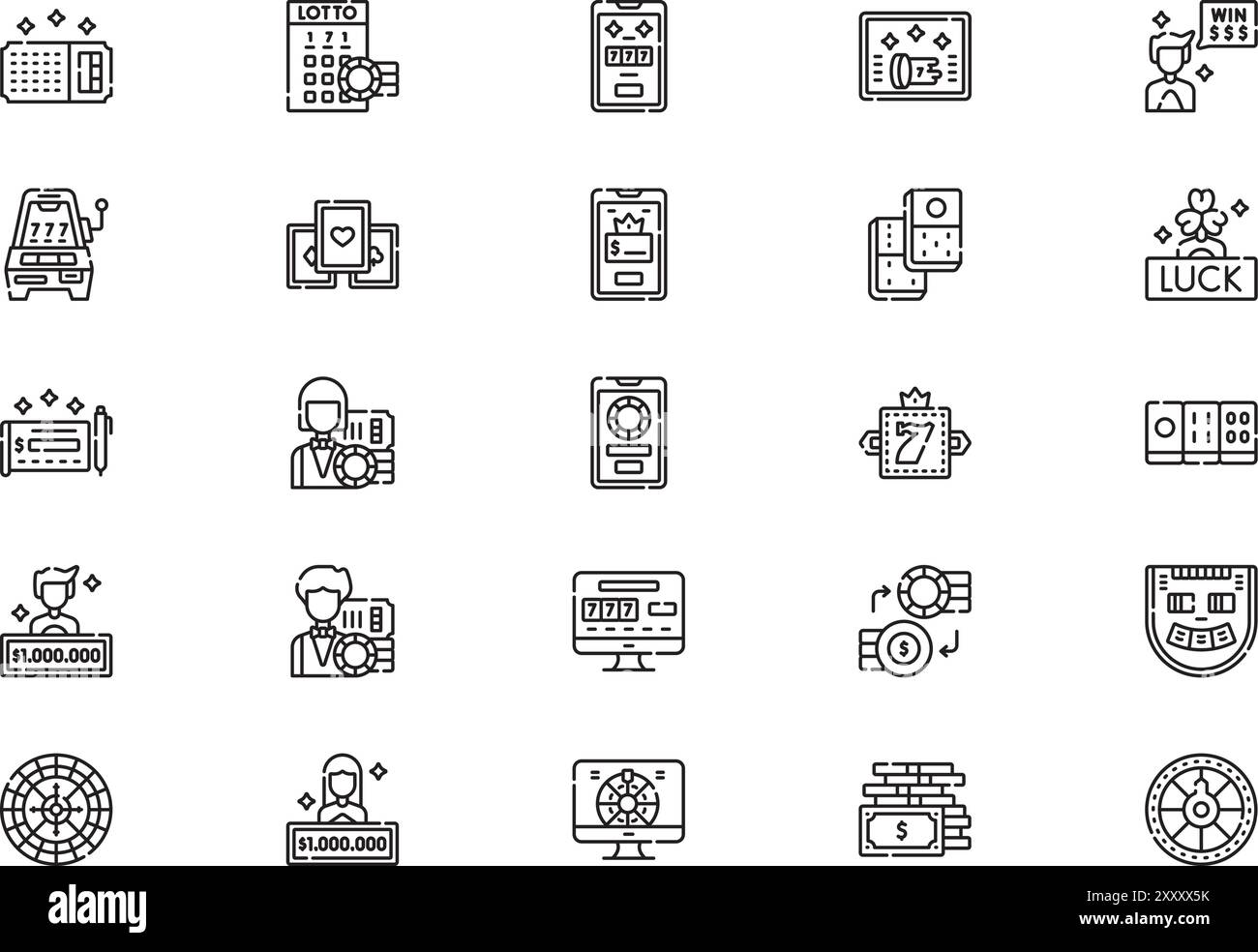 La collection d'icônes de loterie est une illustration vectorielle avec un trait modifiable. Illustration de Vecteur