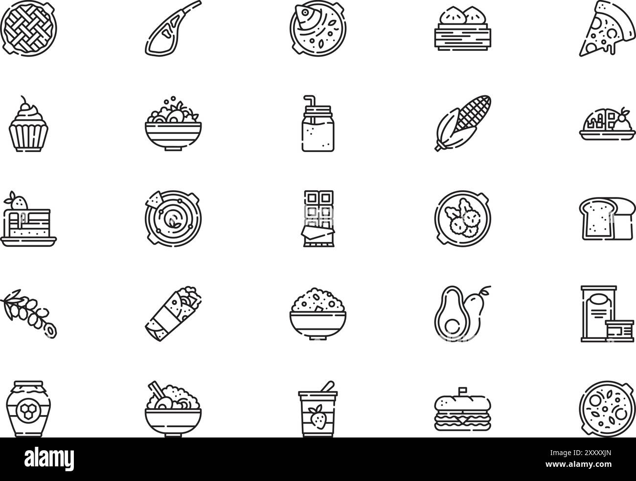 La collection d'icônes de nourriture halal est une illustration vectorielle avec un trait modifiable. Illustration de Vecteur