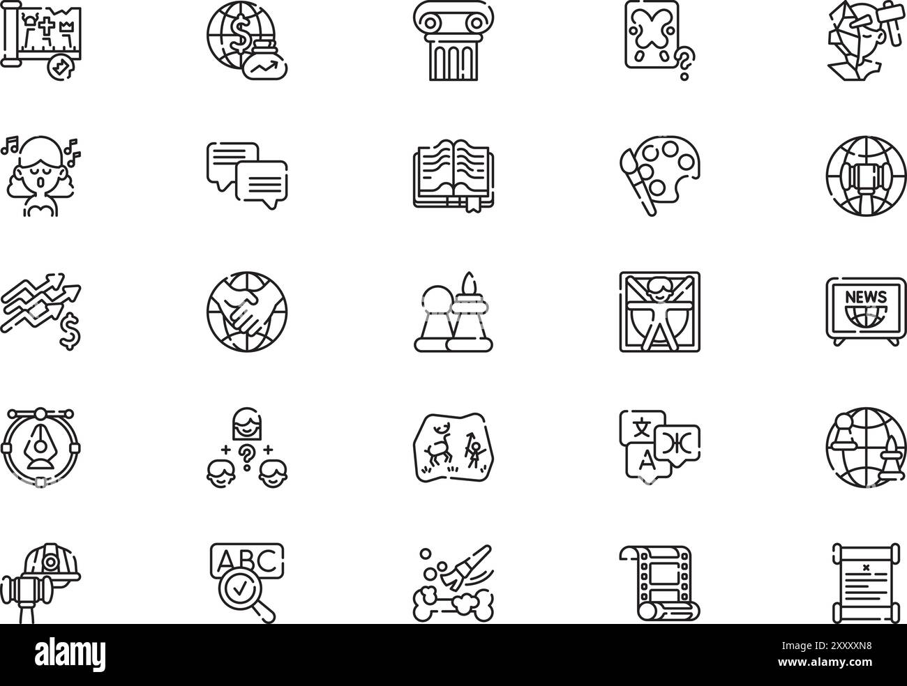 Humanities Icons collection est une illustration vectorielle avec trait modifiable. Illustration de Vecteur