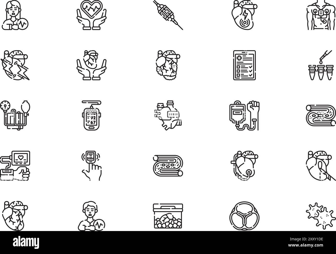 La collection d'icônes de cardiologie est une illustration vectorielle avec trait modifiable. Illustration de Vecteur