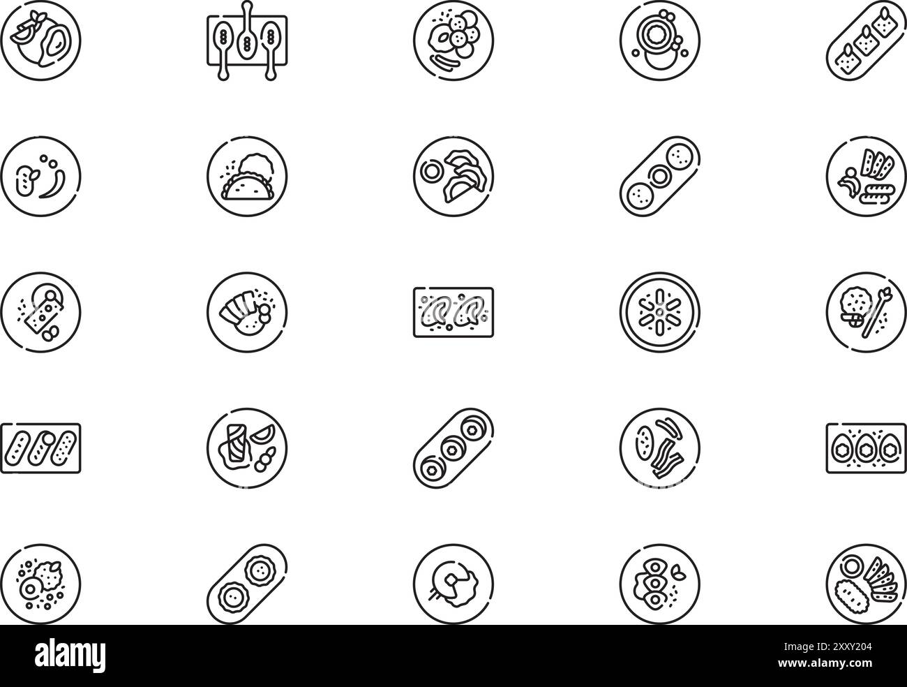 La collection d'icônes de gastronomie est une illustration vectorielle avec trait modifiable. Illustration de Vecteur