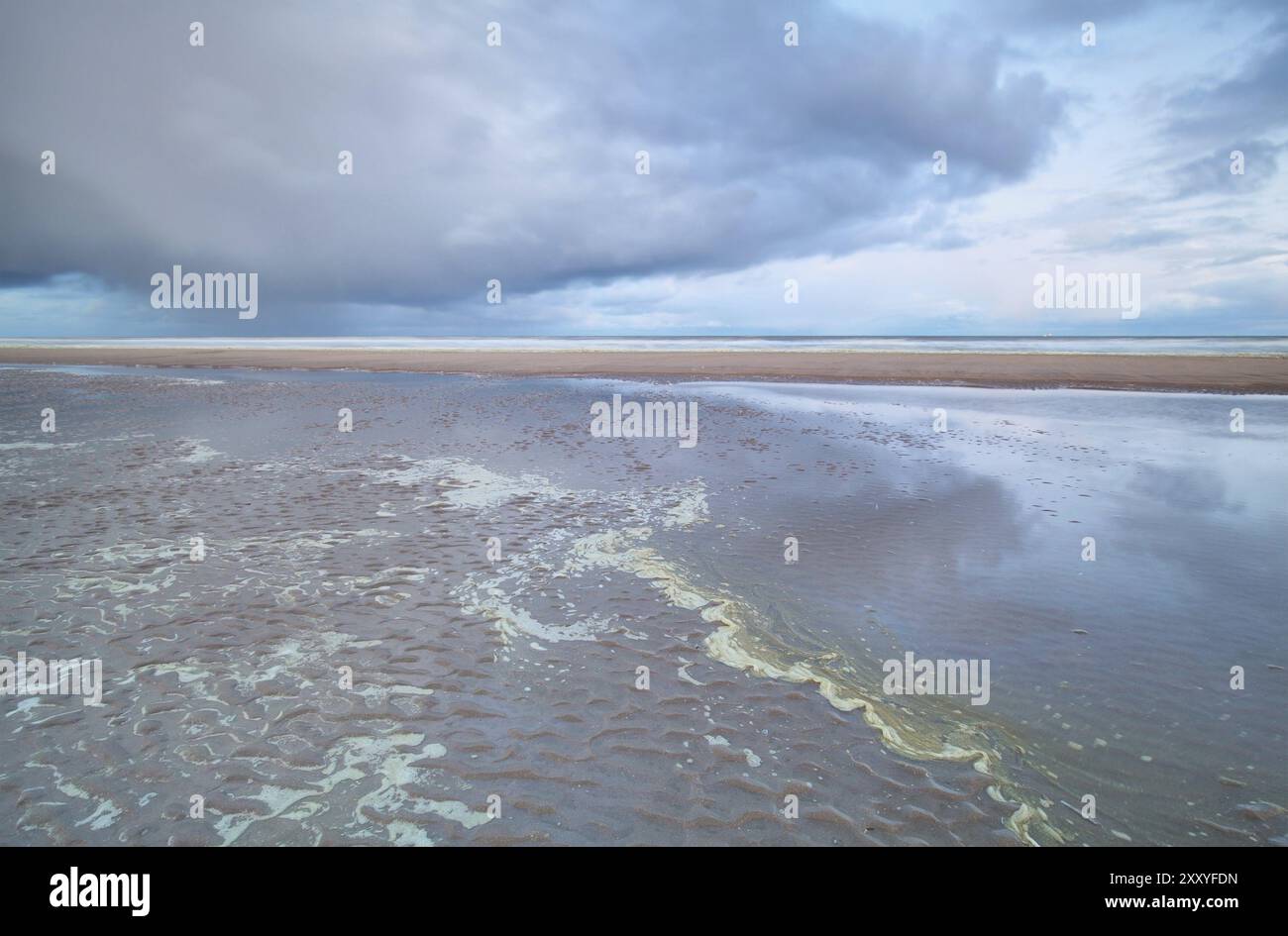 Plage de la mer du Nord à marée basse, Zandvoort, Pays-Bas Banque D'Images