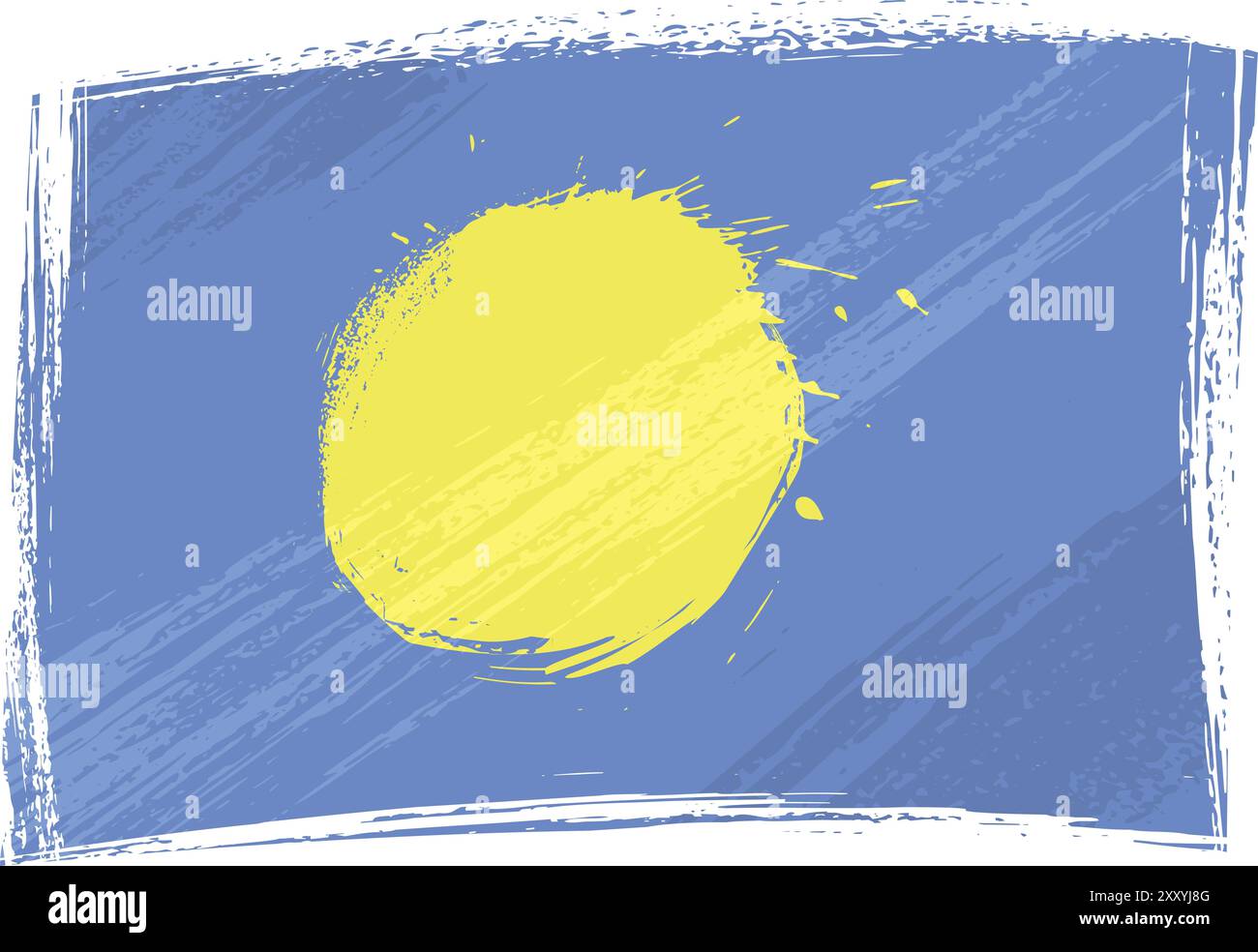 Drapeau national des Palaos créé dans le style grunge Banque D'Images