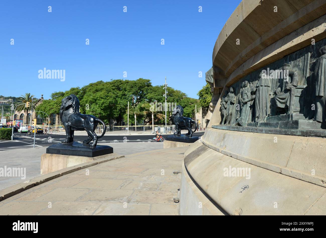 Le monument de Christophe Colomb à Barcelone, Espagne. Banque D'Images