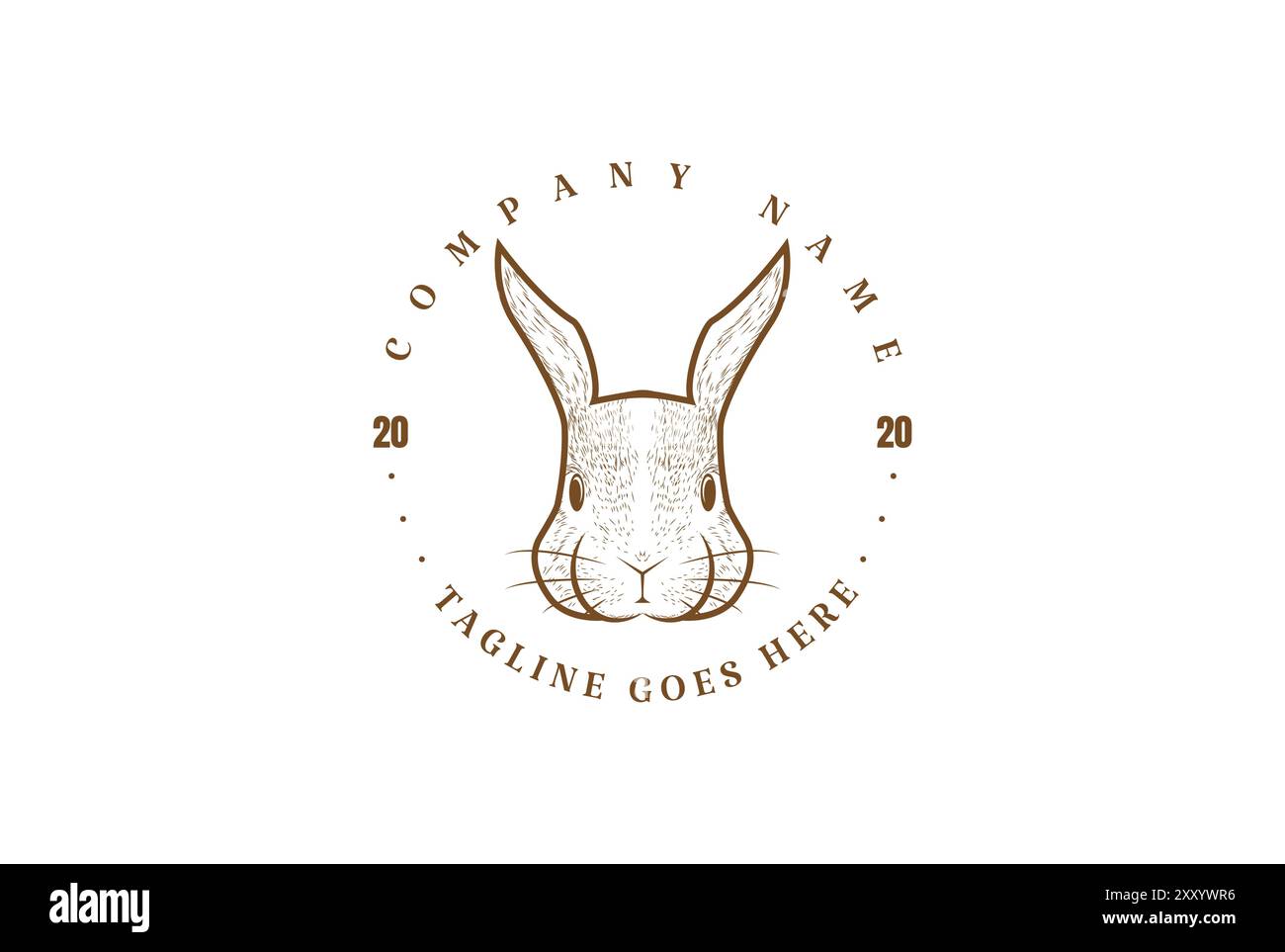 Vintage rétro Cute Rabbit Head logo Design Vector Illustration de Vecteur