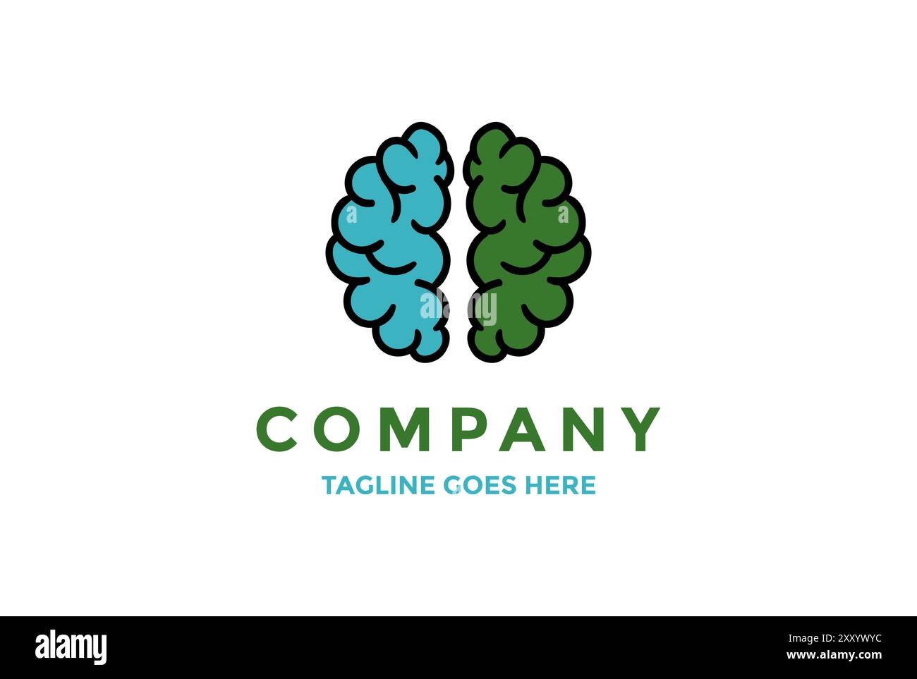 Simple minimaliste Brain Tree Plant Leaf logo vecteur de conception Illustration de Vecteur