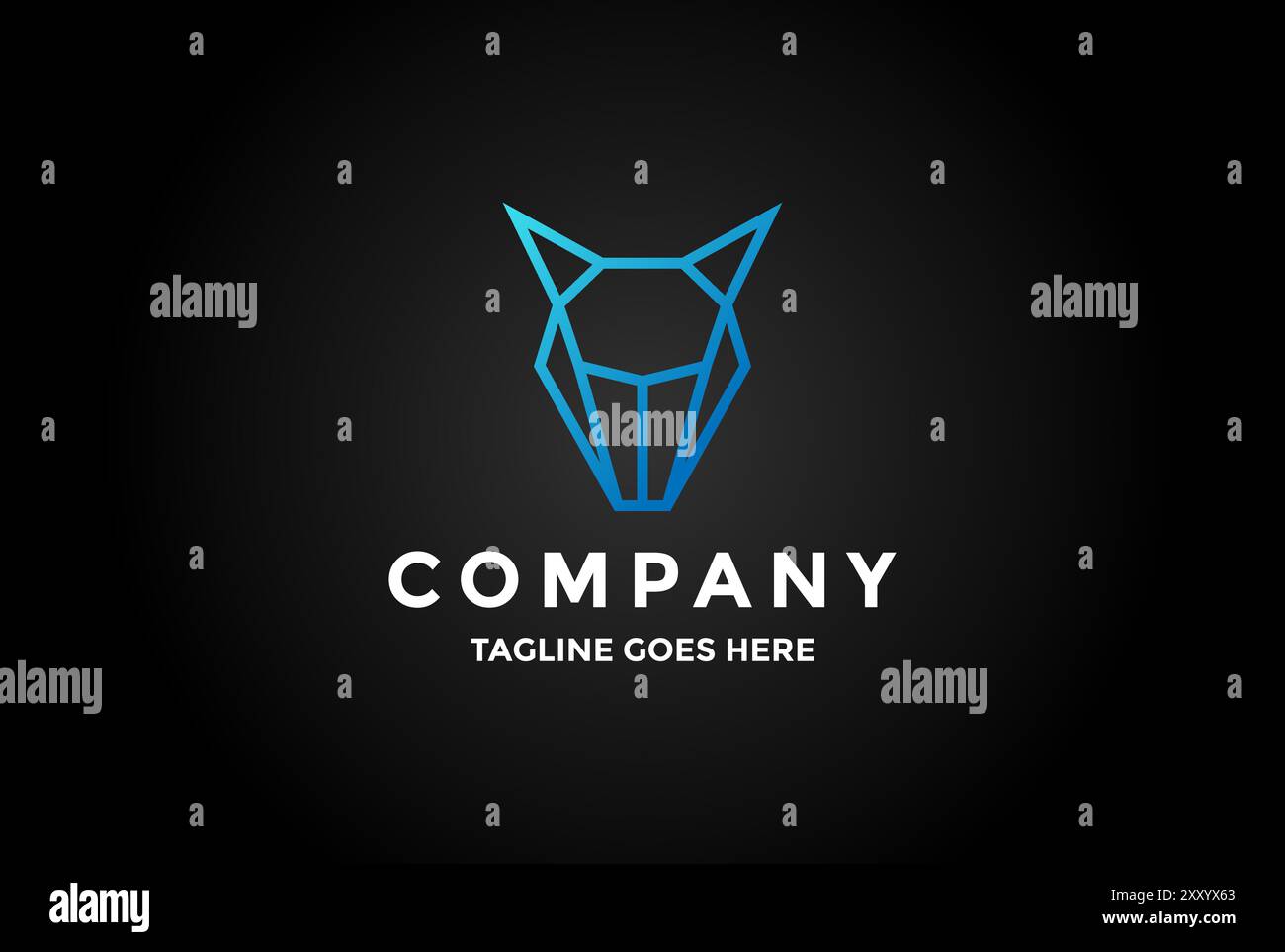 Géométrique Modern Gem Stone Diamond Fox Dog Wolf Head Line Outline logo Design vecteur Illustration de Vecteur