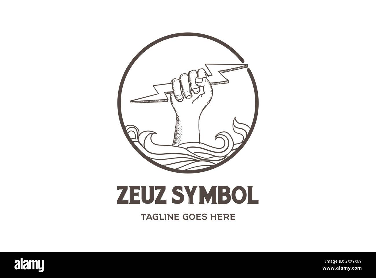 Rétro Vintage Zeus God Hand Hold Thunderbolt Light logo Design Vector Illustration de Vecteur