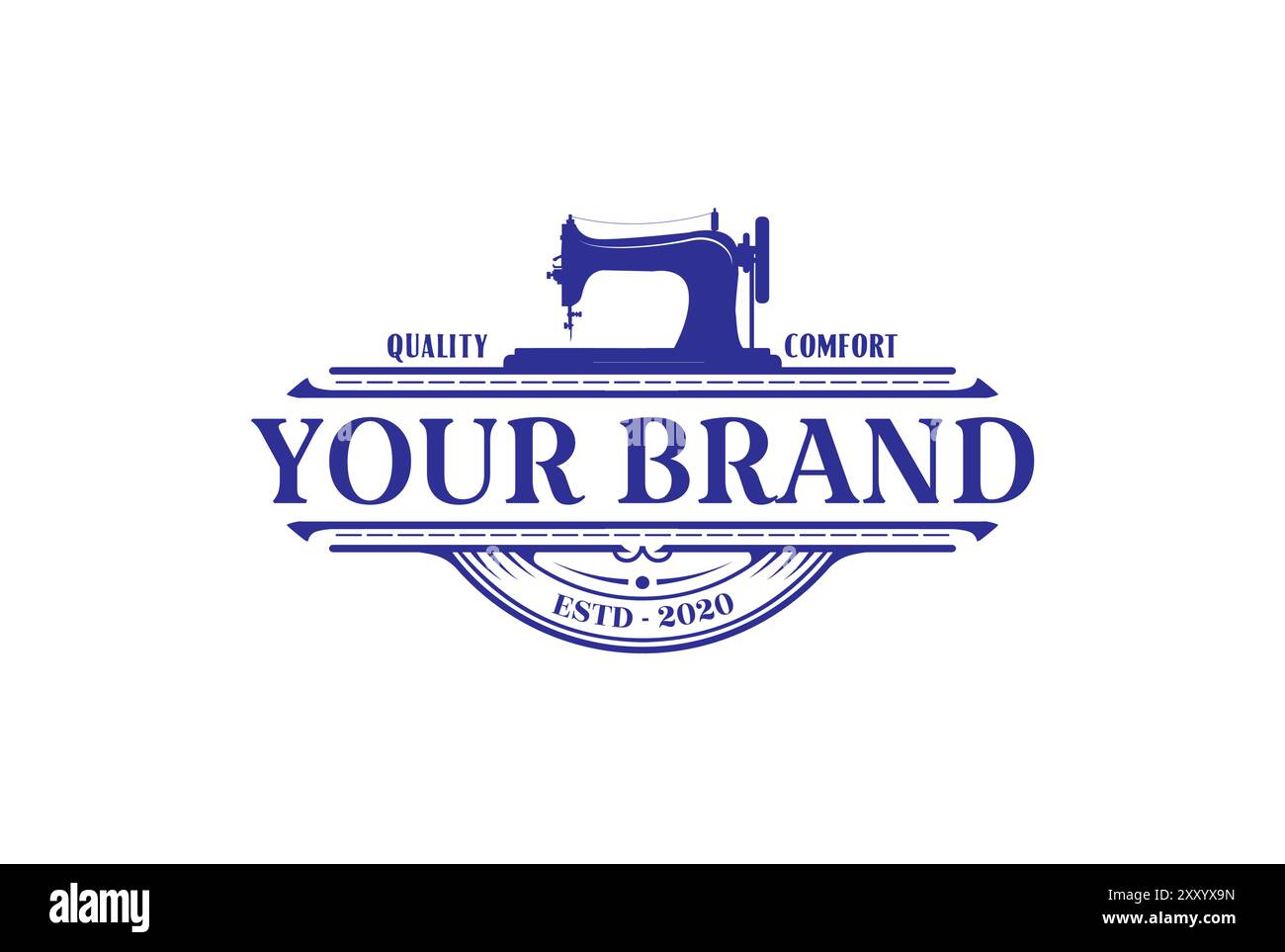 Machine à coudre rétro Vintage pour la confection de vêtements de mode logo Vector Illustration de Vecteur