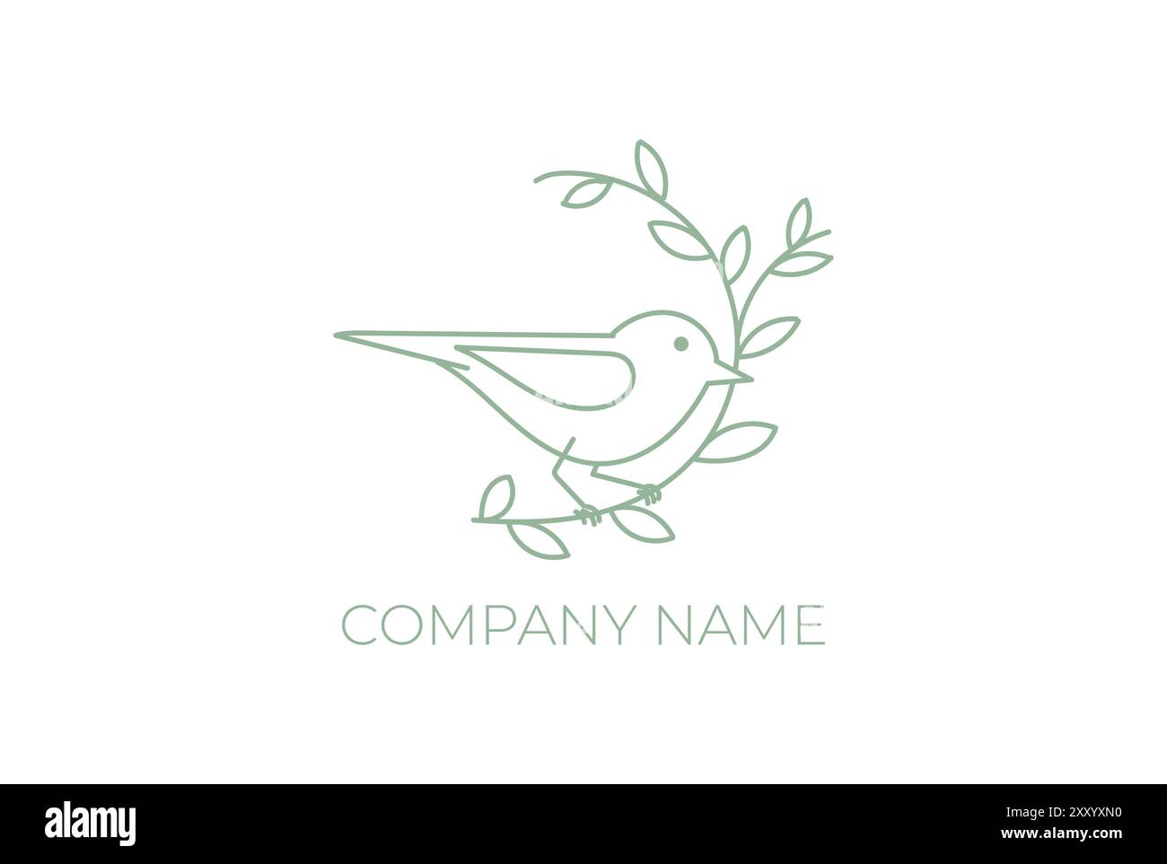 Simple beauté Robin Canary Bird avec Leaf Branch logo Design vecteur Illustration de Vecteur