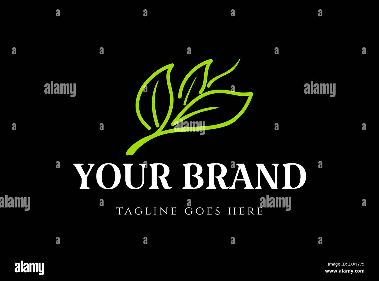 Simple Minimalist Green Tea Shoot Bud Leaf pour Café Restaurant ou Product Label logo Design Vector Illustration de Vecteur