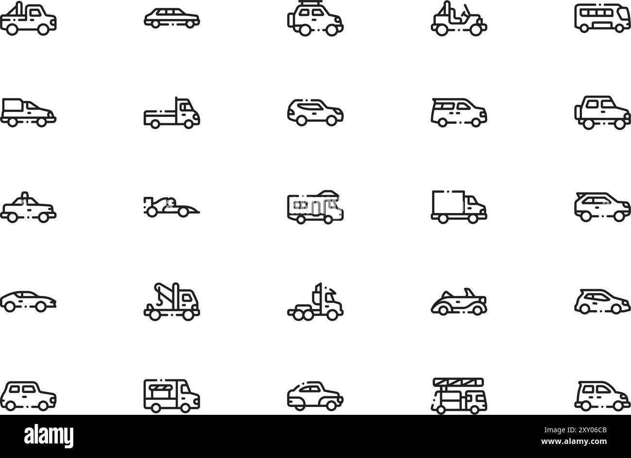Types de voitures collection d'icônes est une illustration vectorielle avec trait modifiable. Illustration de Vecteur