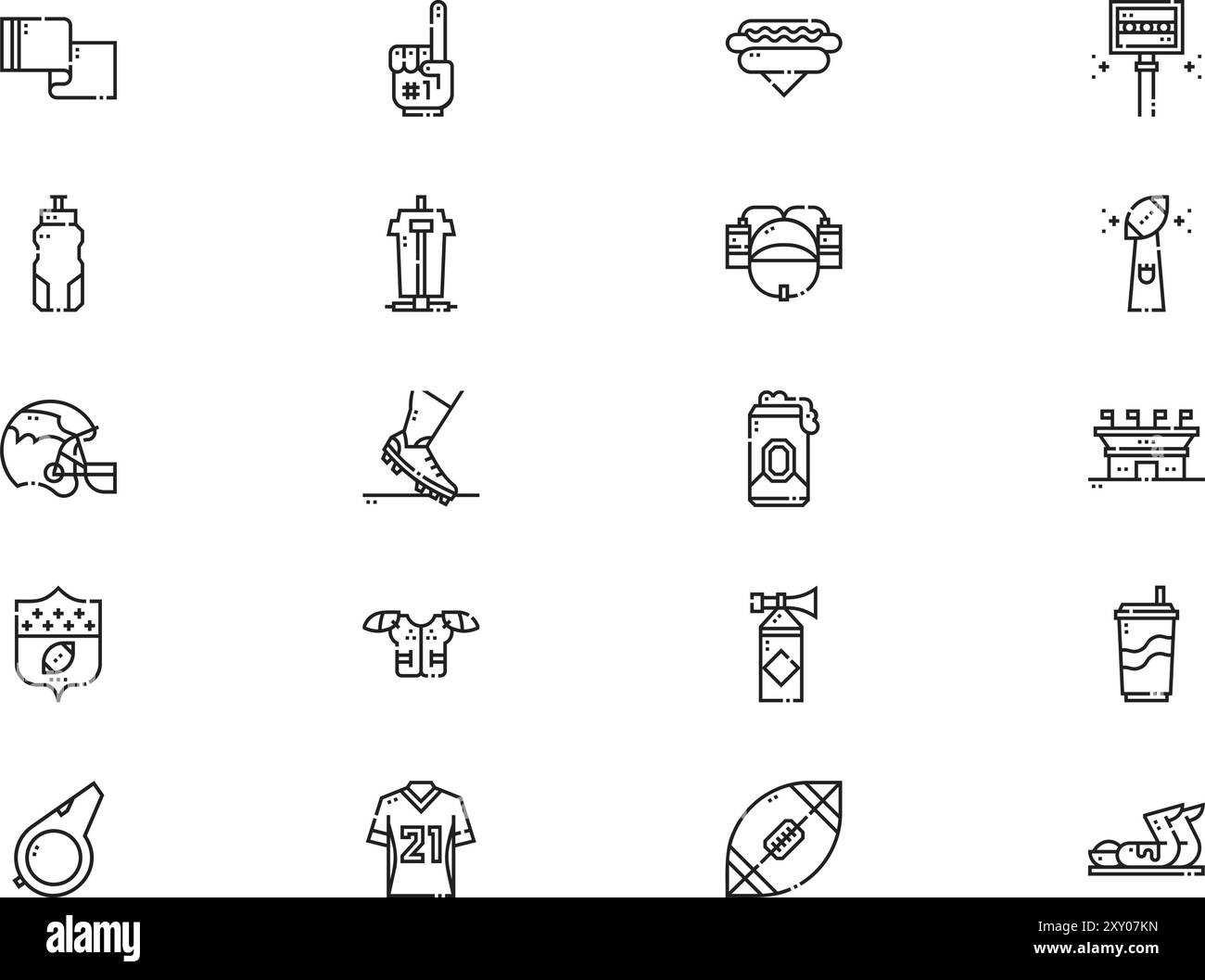 La collection d'icônes de football américain est une illustration vectorielle avec un trait modifiable. Illustration de Vecteur