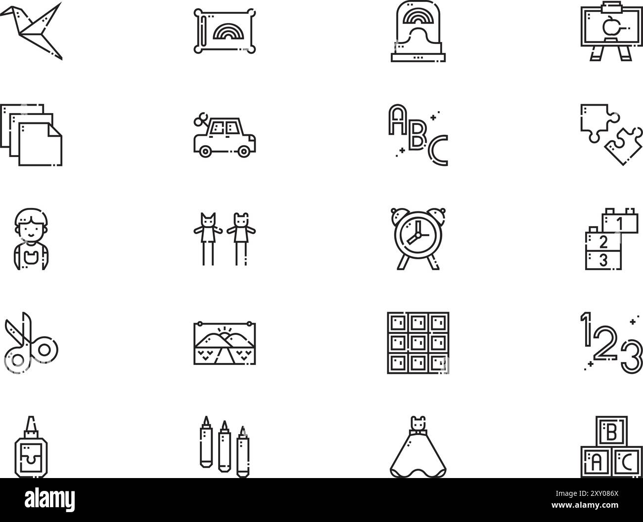 Kindergarten Icons collection est une illustration vectorielle avec trait modifiable. Illustration de Vecteur