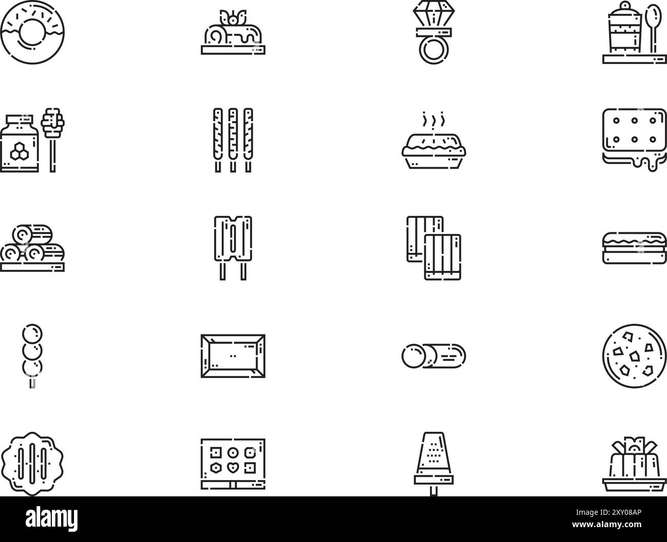 La collection d'icônes de bonbons et bonbons est une illustration vectorielle avec un trait modifiable. Illustration de Vecteur