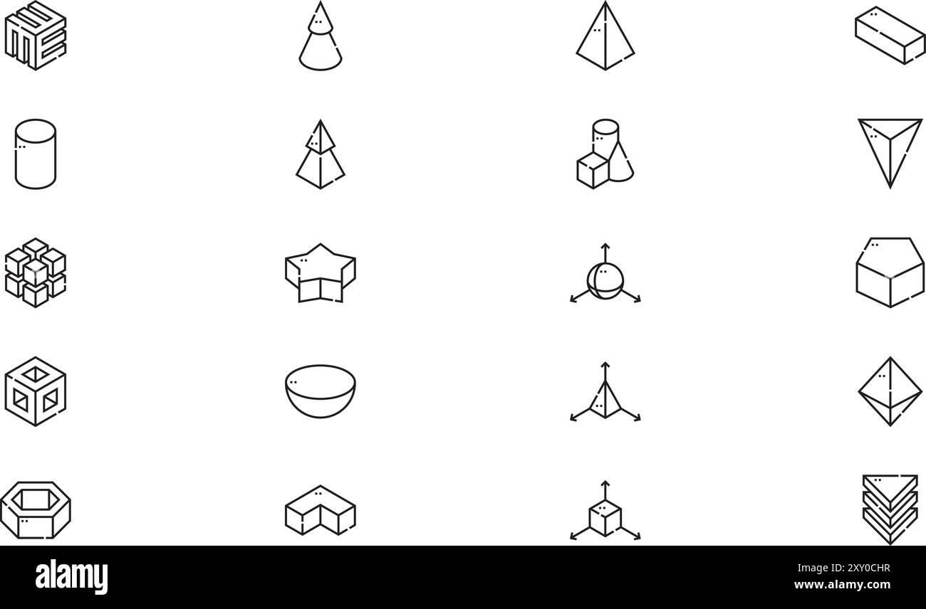 D formes collection d'icônes est une illustration vectorielle avec trait modifiable. Illustration de Vecteur