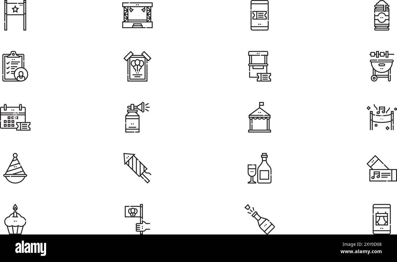 La collection d'icônes d'événement est une illustration vectorielle avec un trait modifiable. Illustration de Vecteur