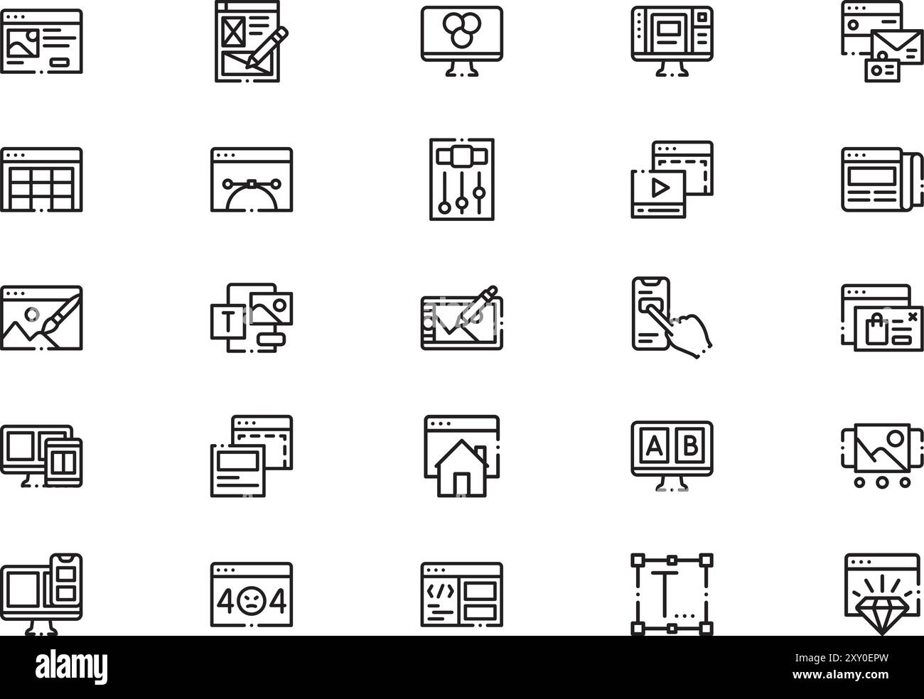 La collection d'icônes de conception Web est une illustration vectorielle avec un trait modifiable. Illustration de Vecteur