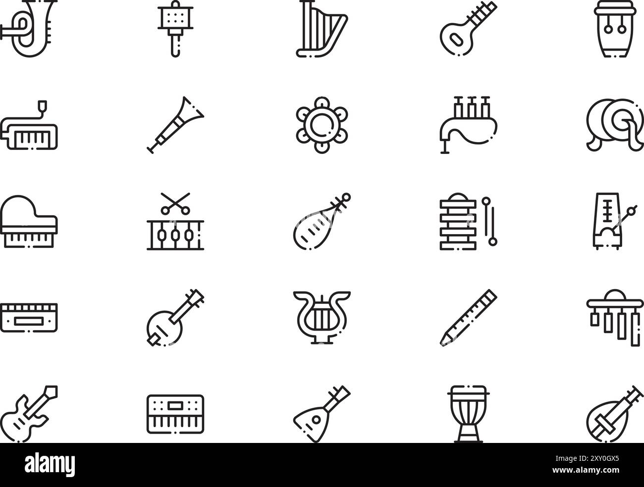 Music instruments ICONS collection est une illustration vectorielle avec trait modifiable. Illustration de Vecteur