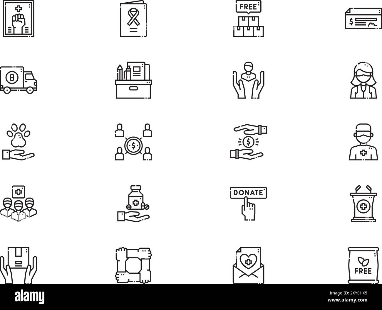 La collection d'icônes de bénévolat est une illustration vectorielle avec un trait modifiable. Illustration de Vecteur