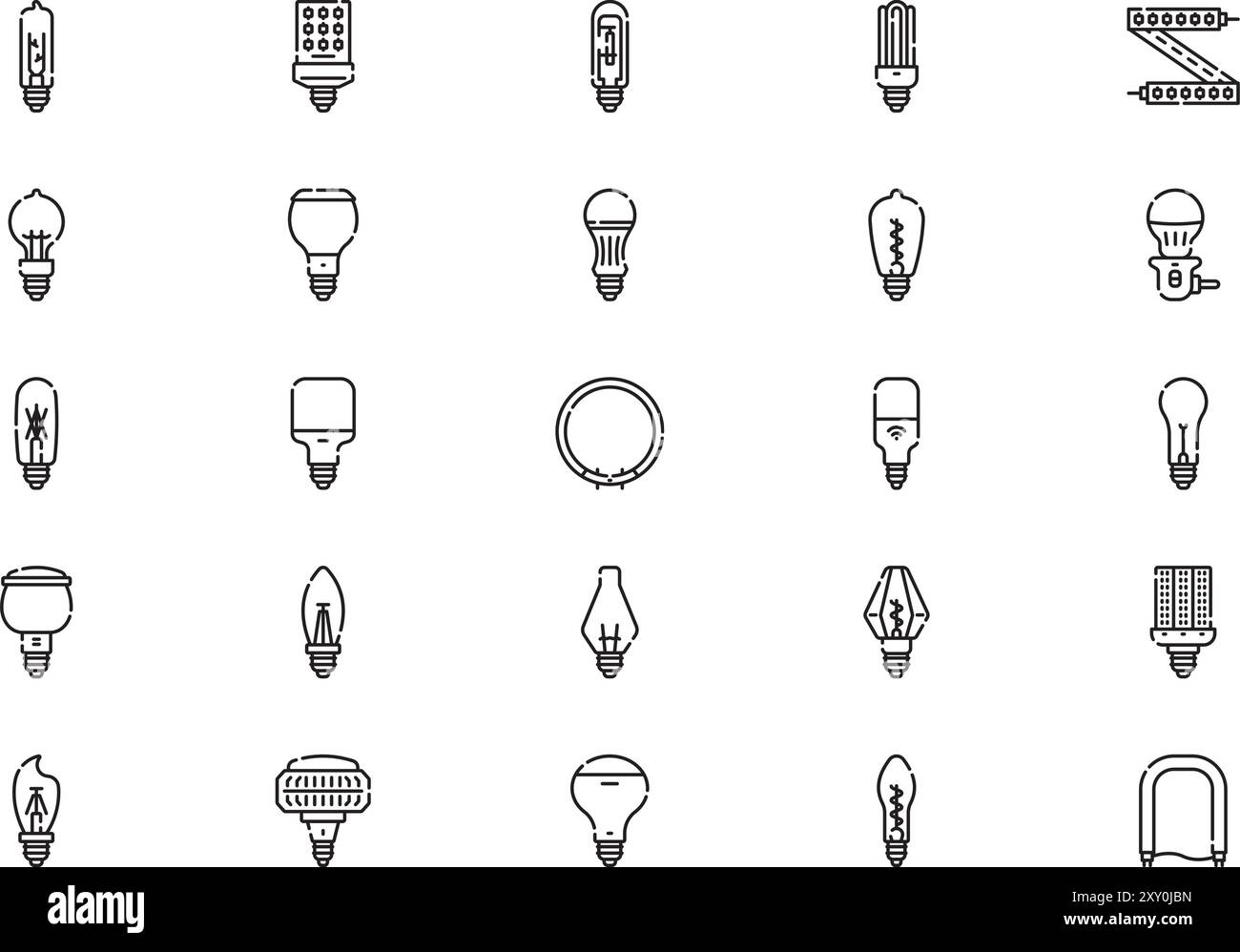 La collection d'icônes d'ampoules est une illustration vectorielle avec un trait modifiable. Illustration de Vecteur