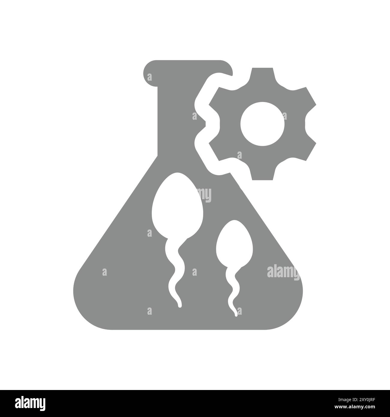 Fécondation in vitro, icône bébé tube à essai. Sperme en flacon, symbole vectoriel de bio-ingénierie. Illustration de Vecteur