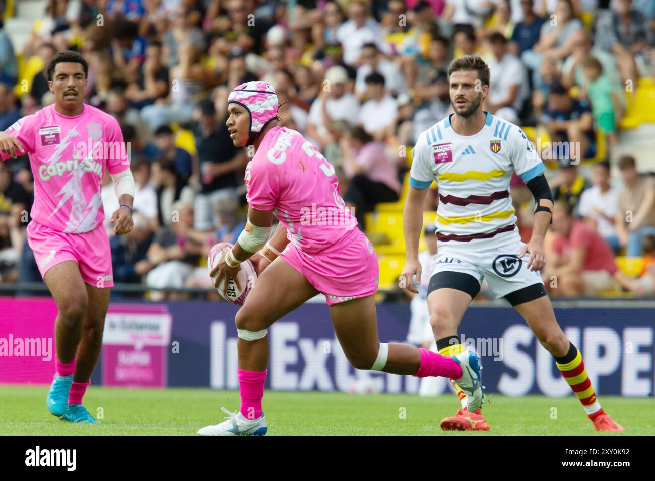 La Rochelle, France. 24 août 2024. Paris Sevens v Perpignan Sevens lors du In Extenso Super Sevens Rugby le 24 août 2024 à la Rochelle, France - photo Damien Kilani/DK Prod/DPPI crédit : DPPI Media/Alamy Live News Banque D'Images