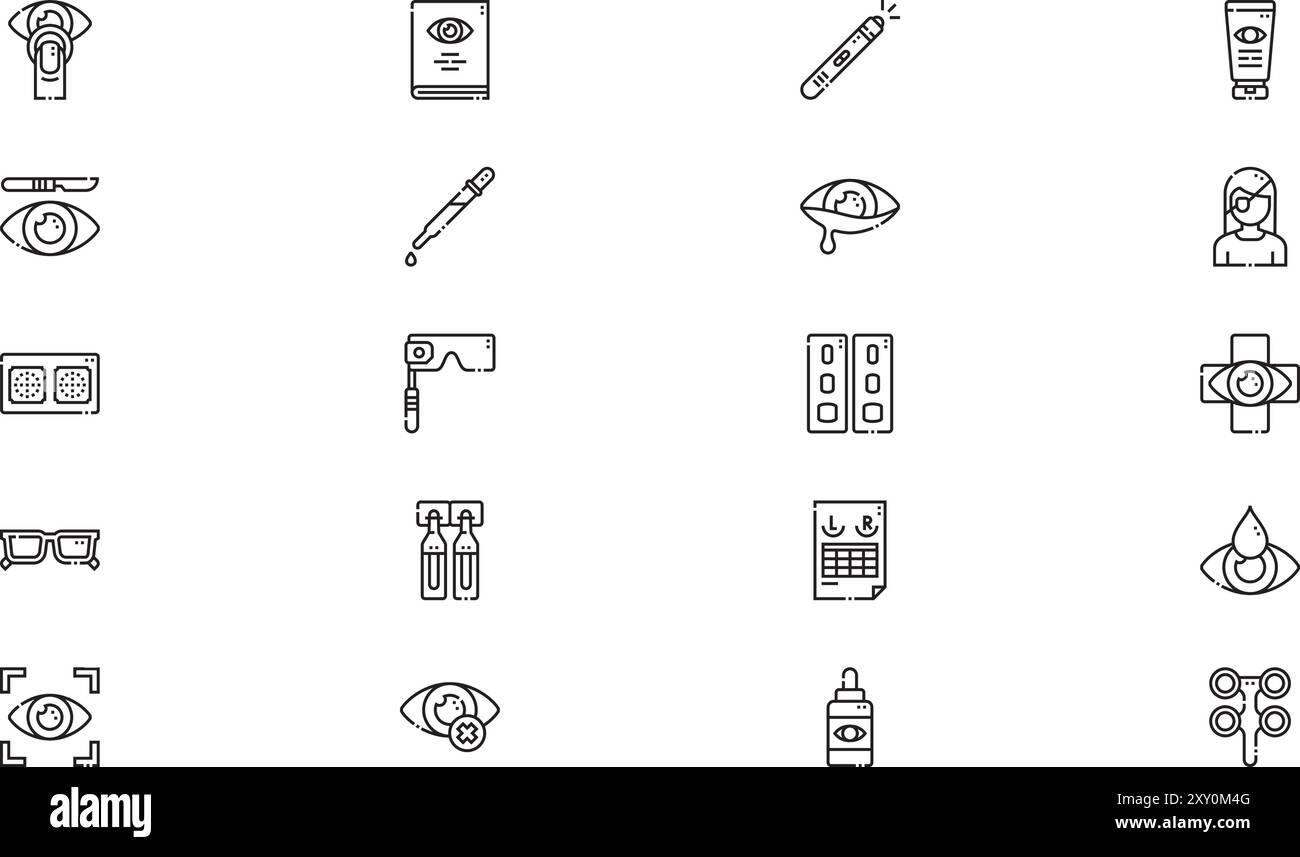 La collection d'icônes optométristes est une illustration vectorielle avec un trait modifiable. Illustration de Vecteur